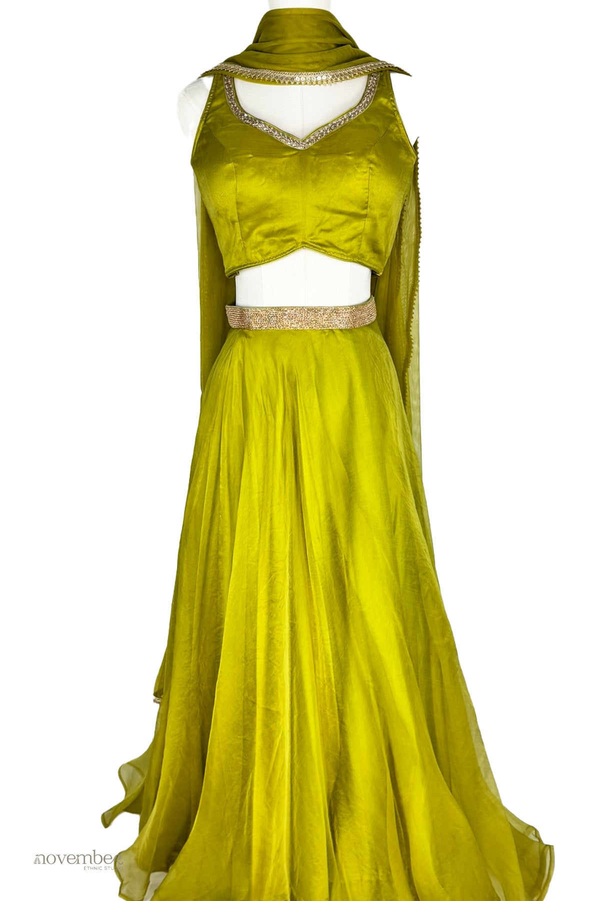 Jade Organza Silk Skirt Set